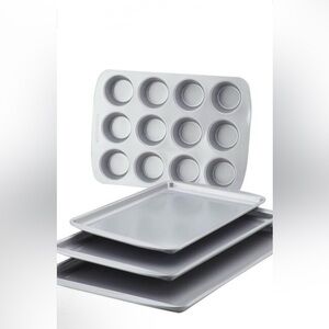 Farberware Bakeware 4pc Bakeware Set: Nonstick Steel Baking Pan Set, Includes Co